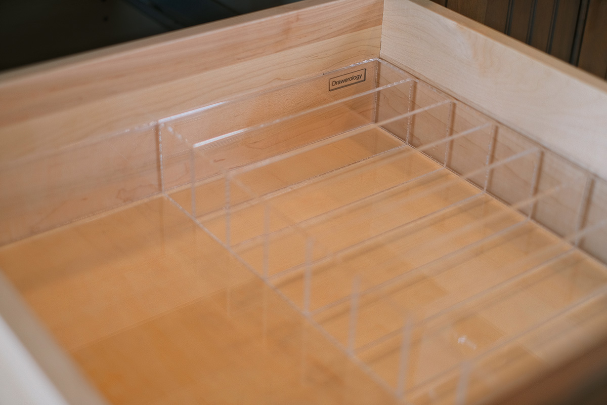 Custom drawer organizer perfectly fitted inside drawer